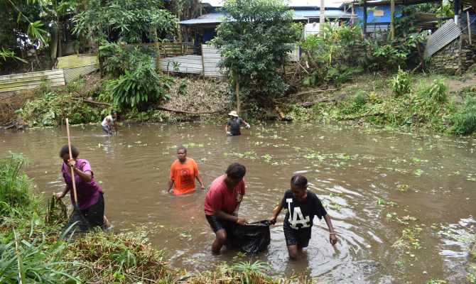 Women-led clean up at the Tagabe River Catchment, September 2024.
